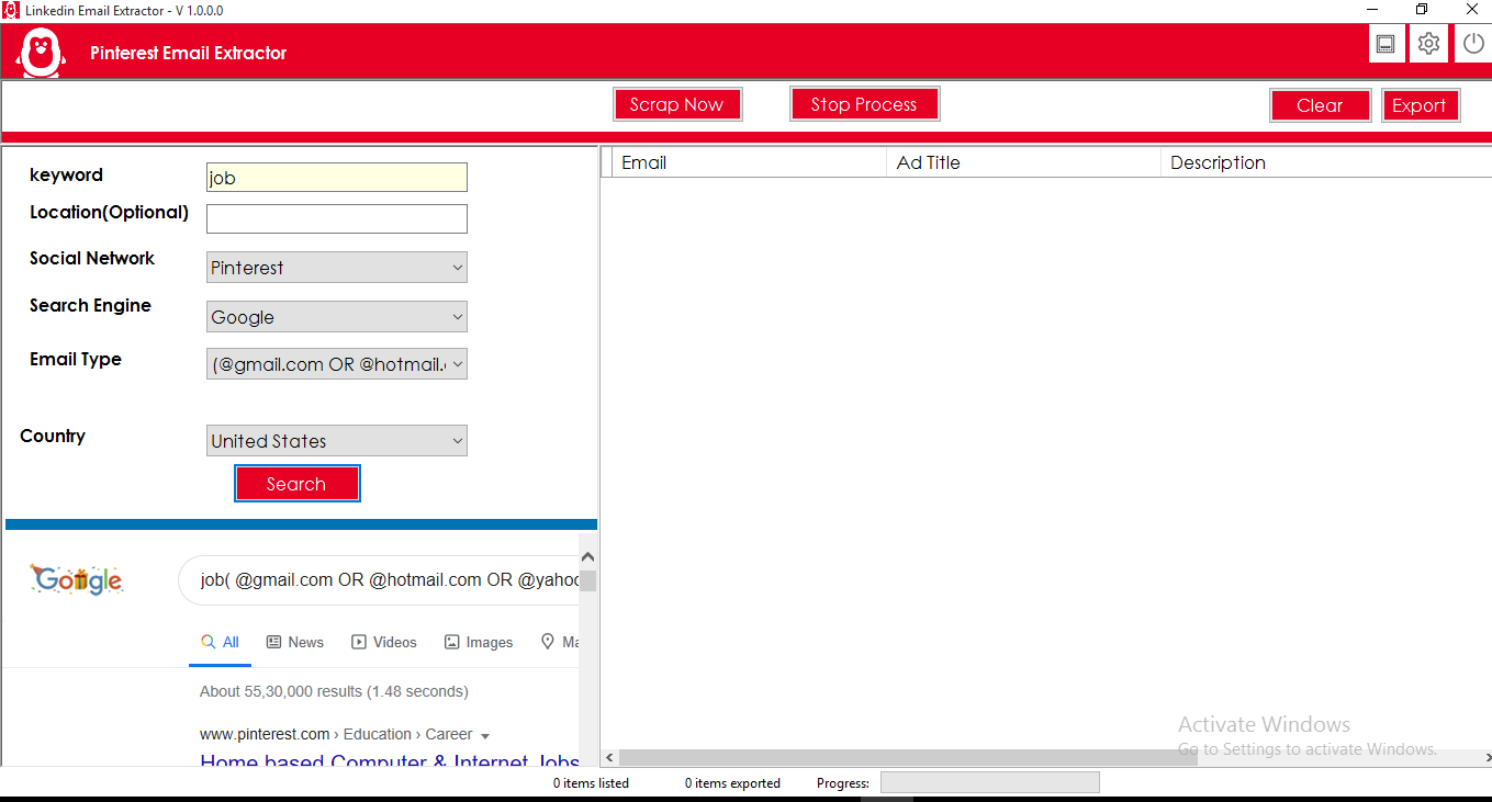 Pinterest Email Extractor and Scraper - 1
