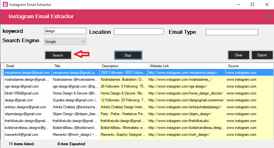 Instagram Email Scraping Tool - 1